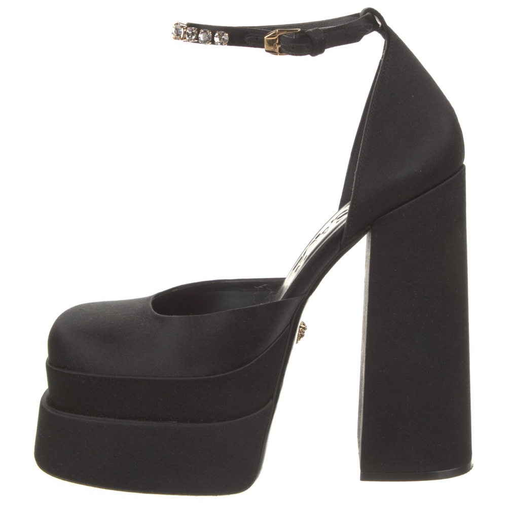 Versace Medusa Aevitas Black Satin Pumps Size 40